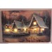 Картина с LED подсветкой: дома в заснеженном лесу, выполненная на холсте